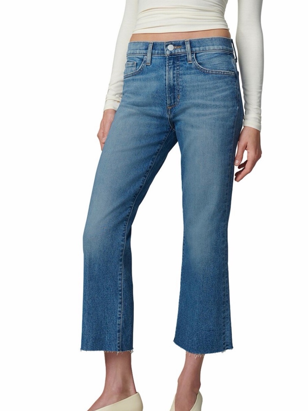 Joes jeans cropped bootcut frayed jeans
